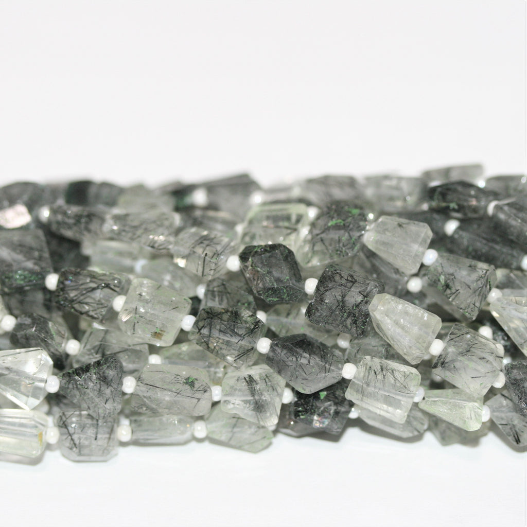 Pépite de quartz tourmaline St facettée de 14 pouces, 8 x 6 mm environ - Fil de 35 cm.