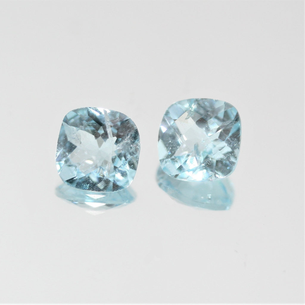 Lote de 2 piezas de Topacio Cielo Facetado Cojín de 9 mm. (2 uds.).