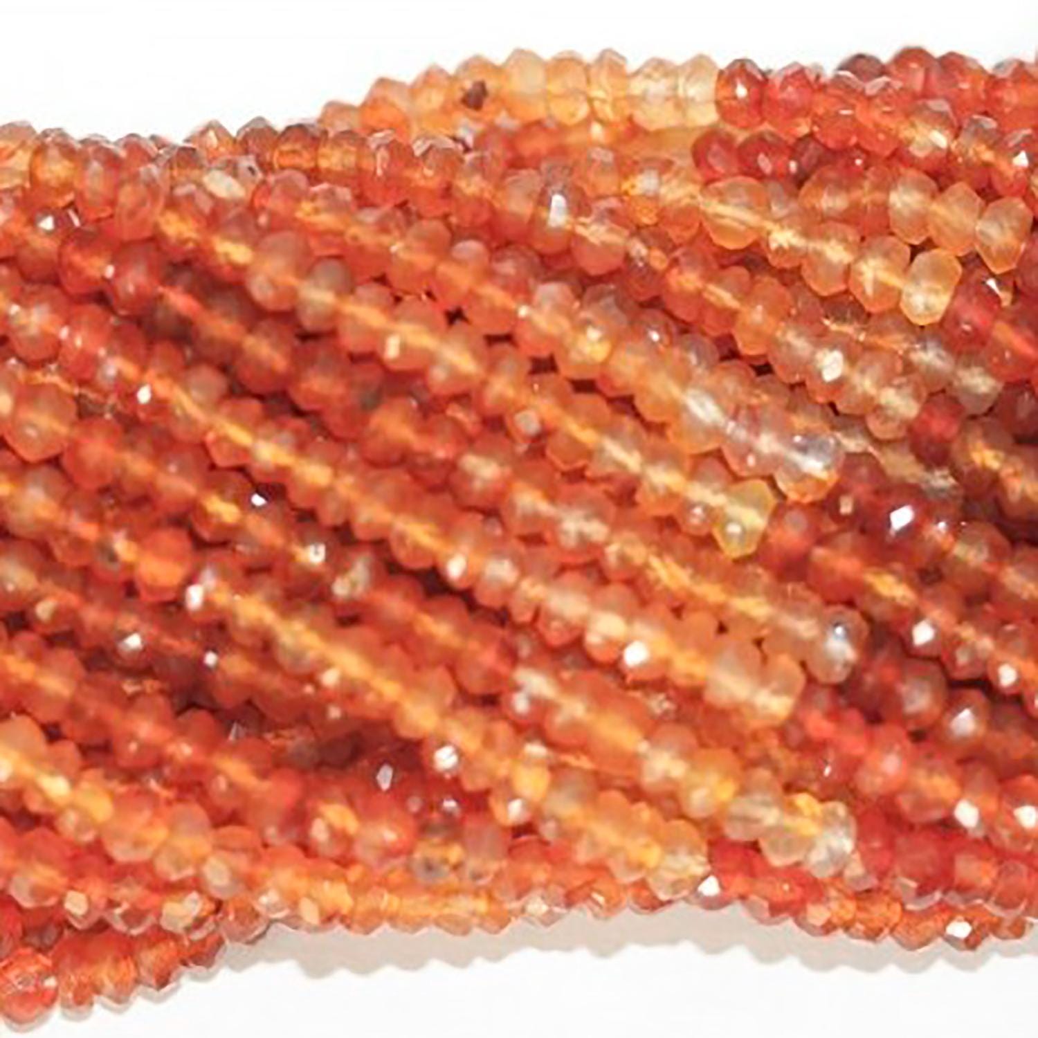 13" St Carnelian Faceted Rondelle Beads 4x2mm.-Strand 34cm.