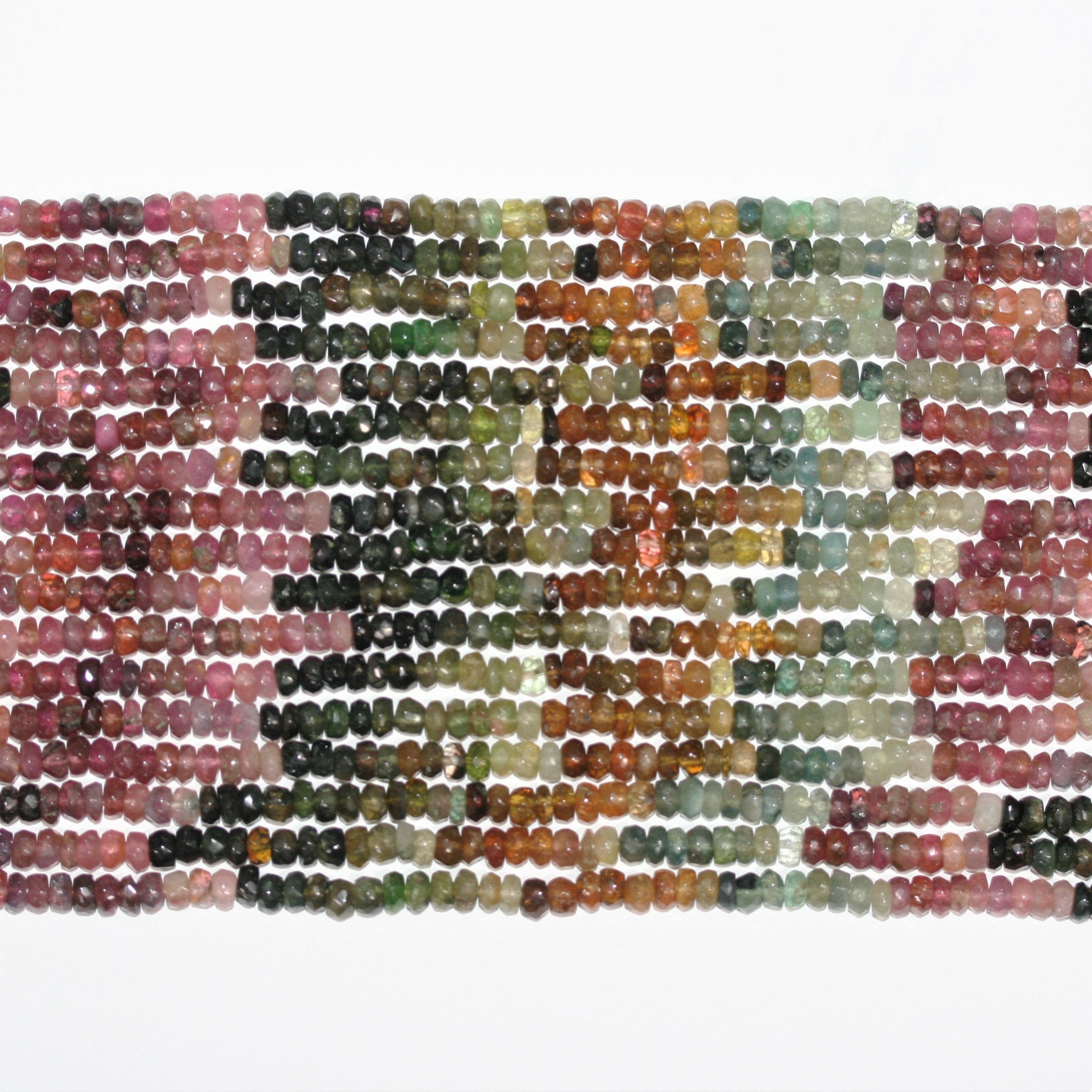 13" St Tourmaline Faceted Rondelle Beads 4x2mm.-Strand 32cm.
