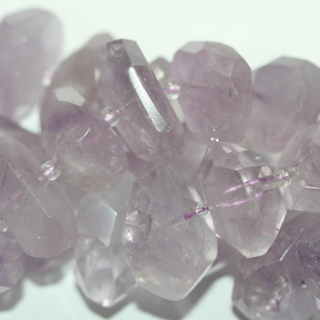 14" st  Amethyst Lavender Faceted Nugget 25x13mm.-Strand 36cm.-Item.14713