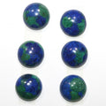 6 cabochons ronds lisses d'azurite de 14 mm. (6 pièces).