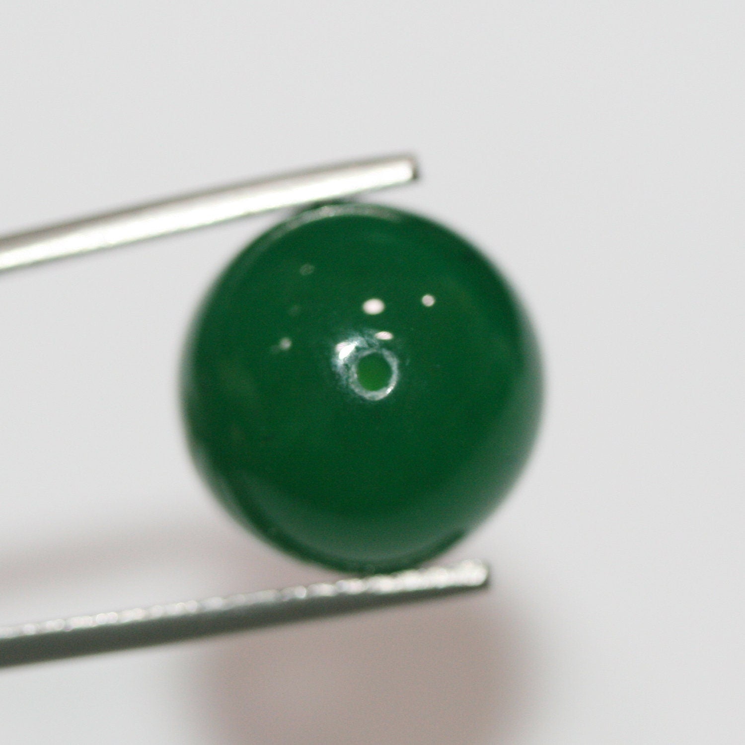 Ágata Verde Media Broca Lisa Redonda 12mm.- 4 Piezas
