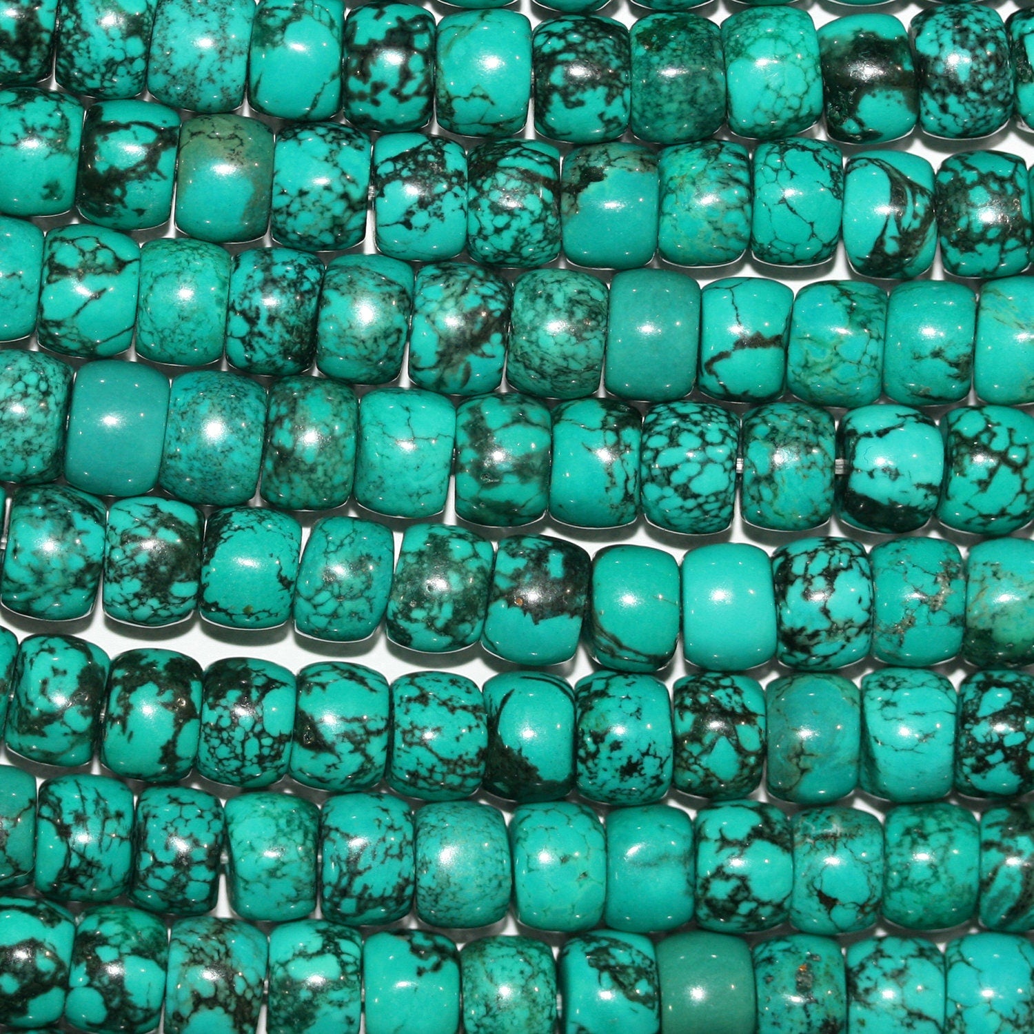 Rondelle lisse turquoise naturelle 15" (8 x 6 mm) - Fil de 38 cm
