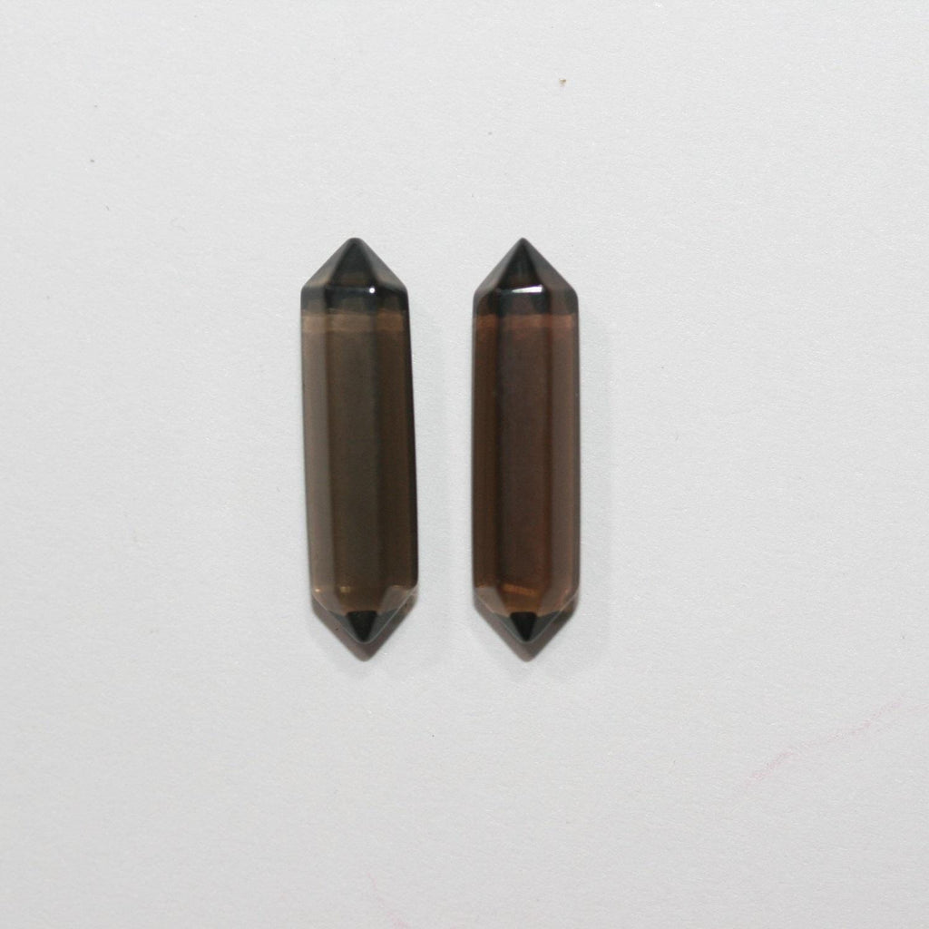Colgante de Cuarzo Ahumado Punta Facetada Sin Taladro (1 Par) 17x4mm.- Ref.14822