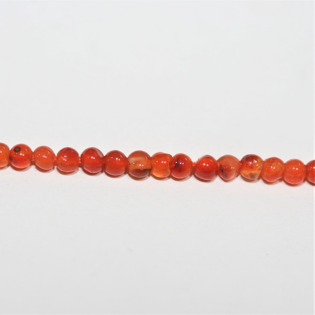 13" St Carnelian Smooth Round Beads 2mm.- Strand 33cm.