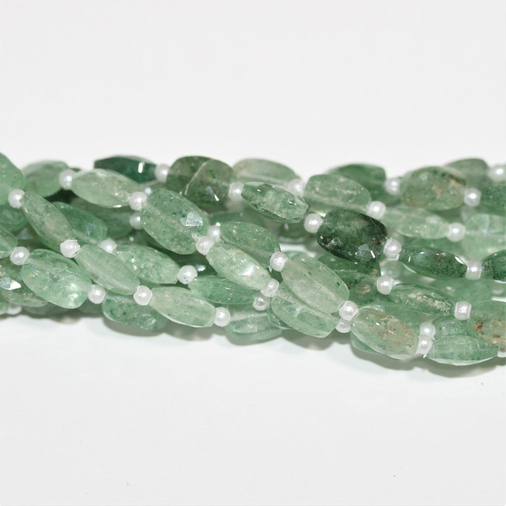 Cuentas rectangulares facetadas de Santa Aventurina de 7" de 9 x 6 mm - Hilo de 18 cm.