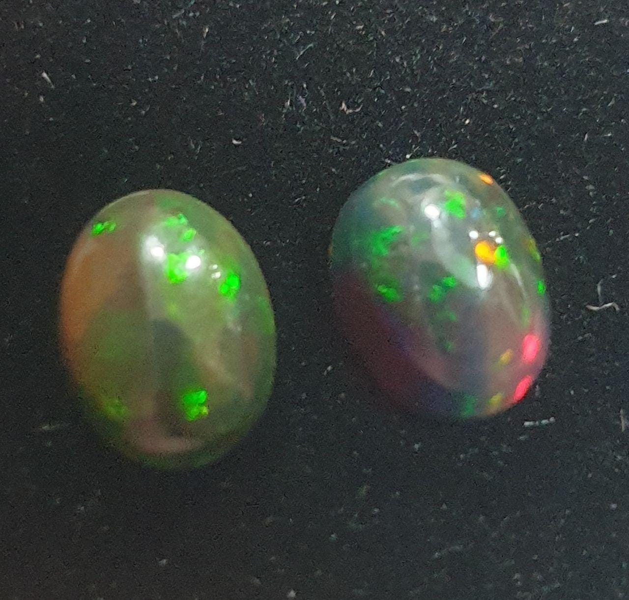1 Pair Ethiopian Black Opal Lot Oval Cabochon 8x6mm. (2 pcs)  -Gemstone Parcels-Loose Stones Wholesale Price