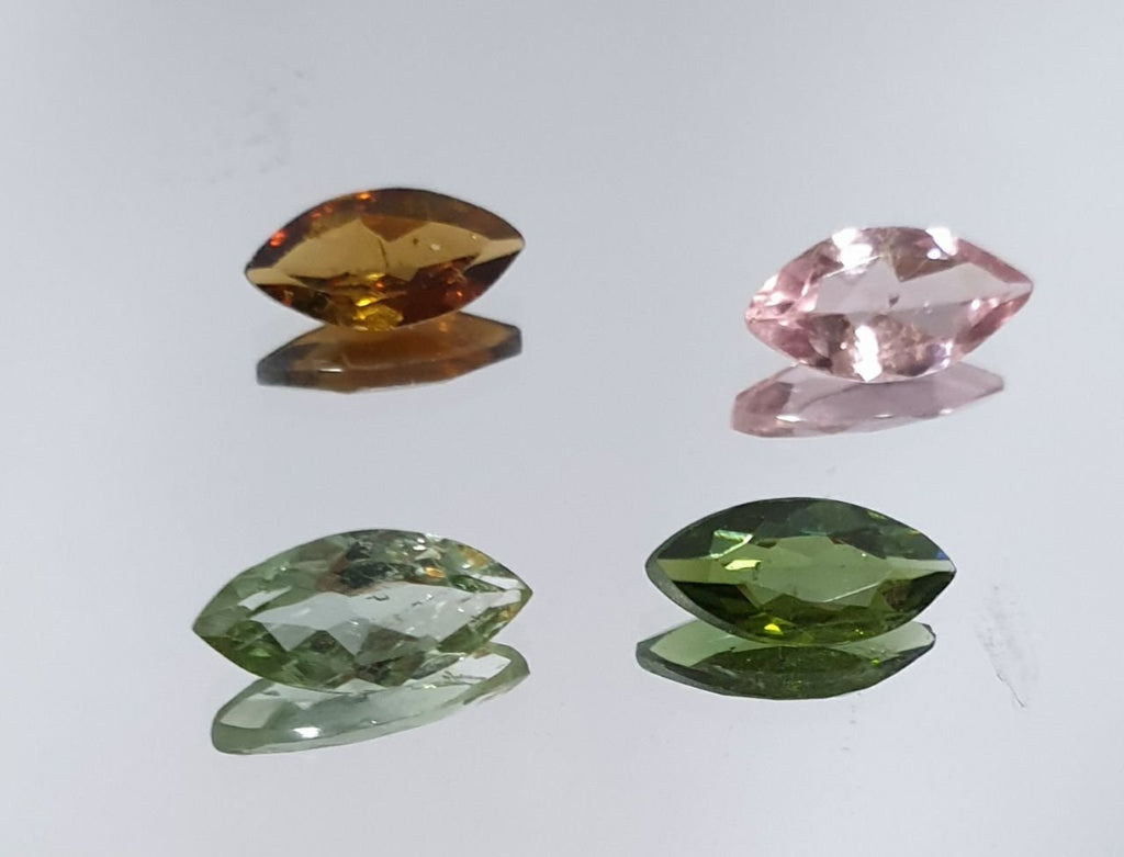 Lote de turmalina multicolor facetada marquesa de 9 x 4,5 mm (4 piezas) - Paquetes de piedras preciosas - Piedras sueltas precio al por mayor - Gemas naturales