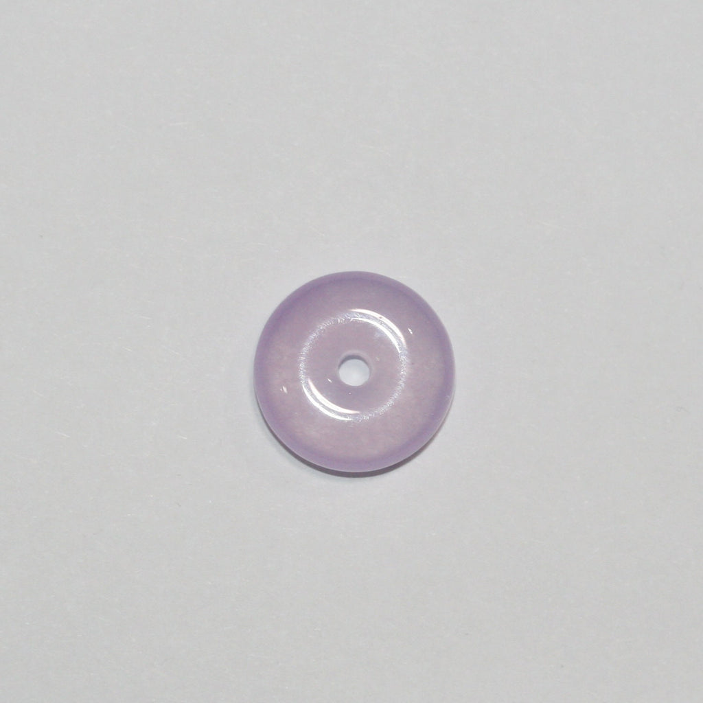 Pendentif disque en quartz violet lisse en forme de beignet 17-18 mm.
