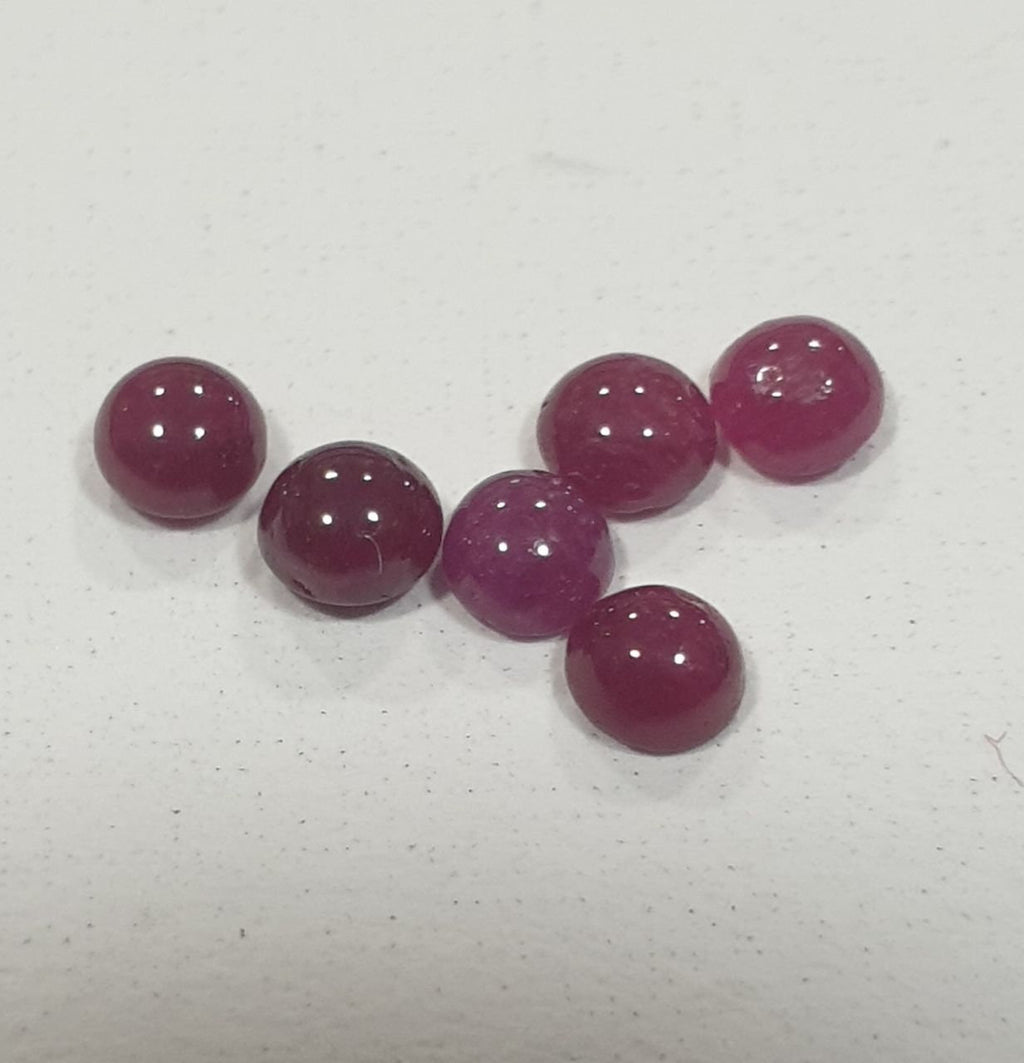 Ruby Smooth Round Cabochons Lot 2.8-3mm.- 6 Pieces