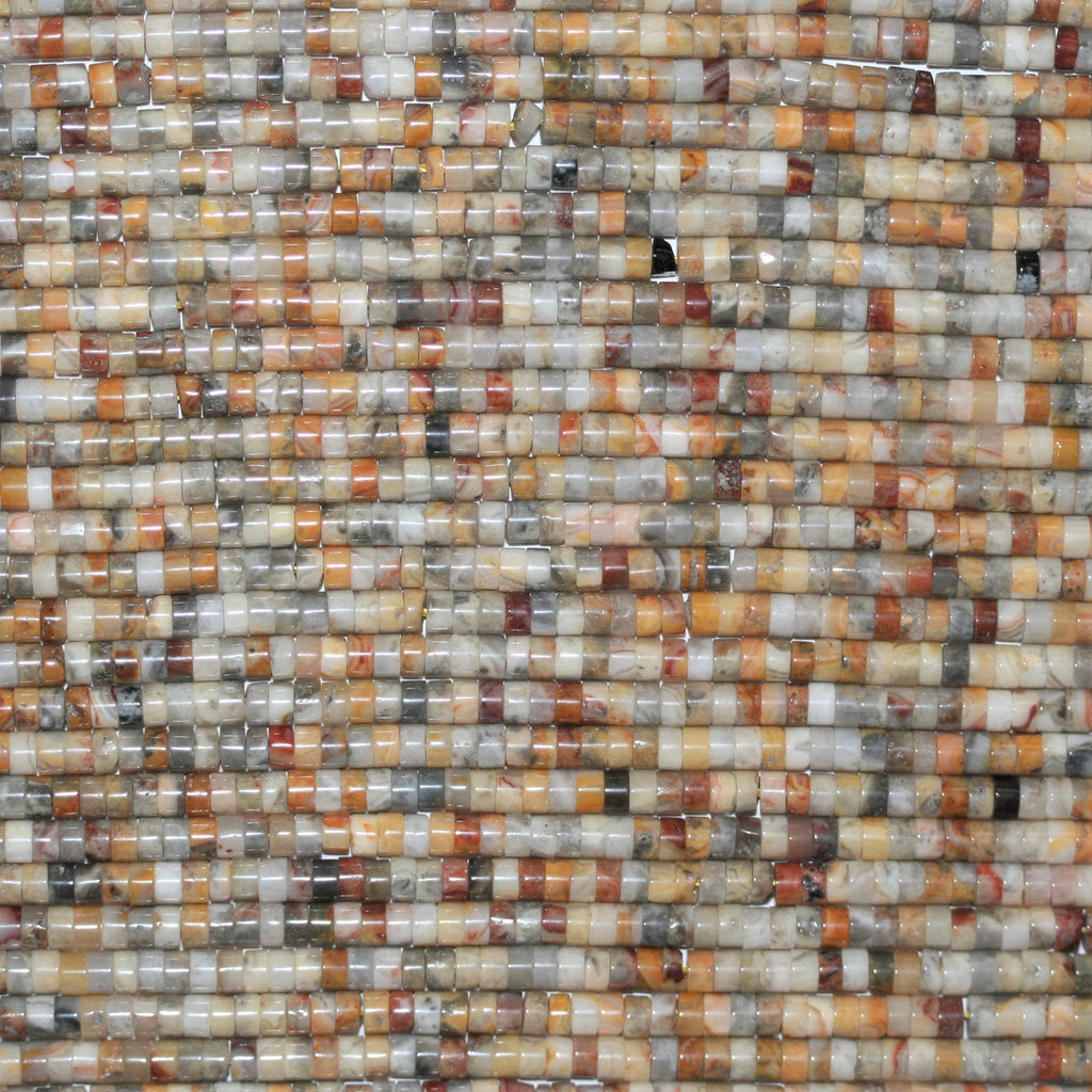 Perles de disque lisses en agate folle St 15" 4x2mm.- Brin 39cm.