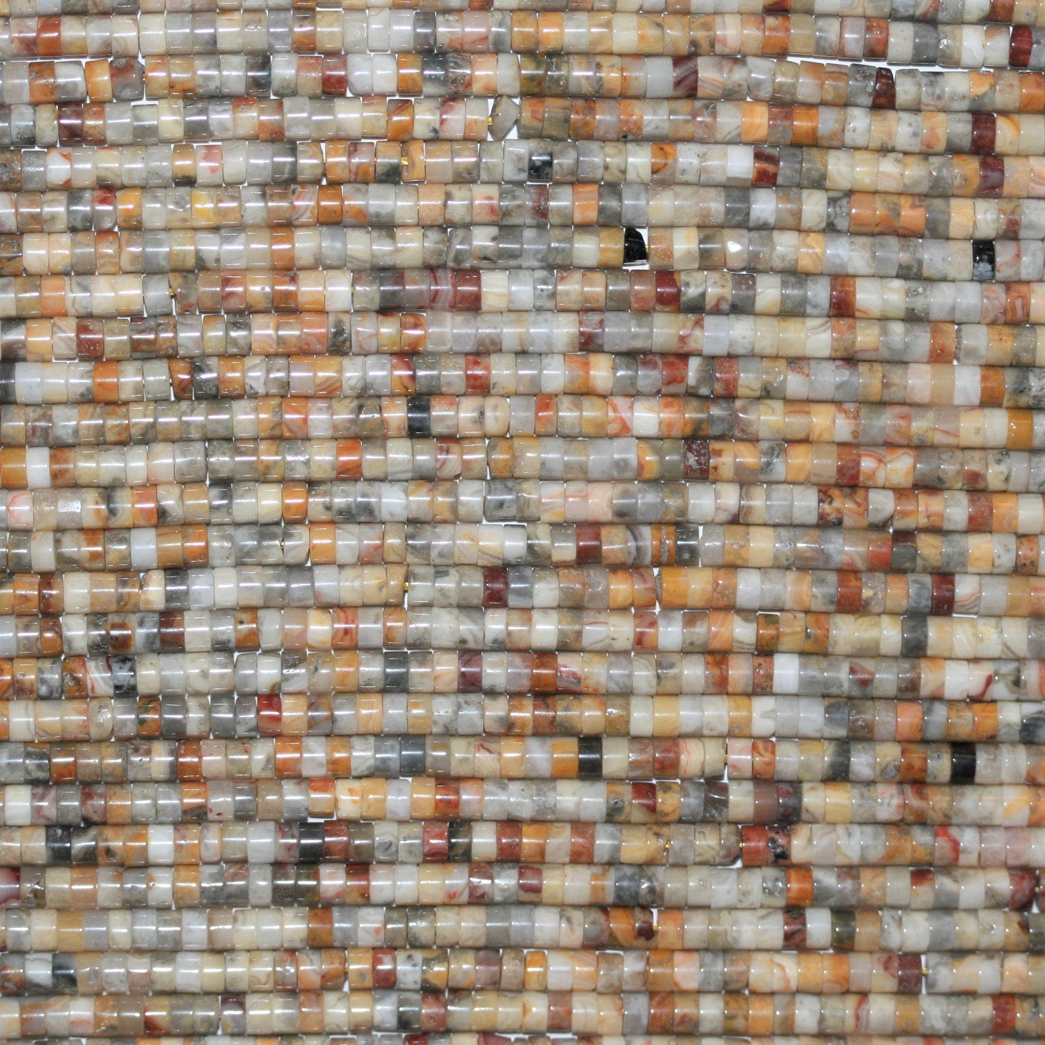 Perles de disque lisses en agate folle St 15" 4x2mm.- Brin 39cm.