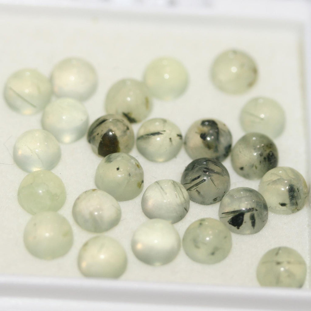 Lote de 24 cabujones redondos de prehnita de 5 mm (24 piezas)