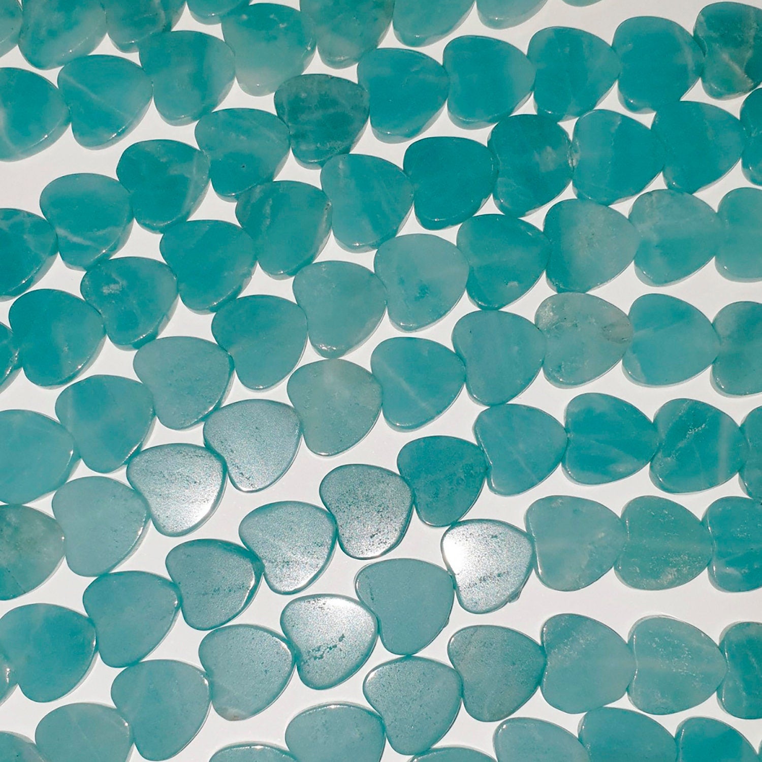 Cuentas de Amazonita Santa en forma de corazón liso de 16", 10 mm (hilo de 40 cm)