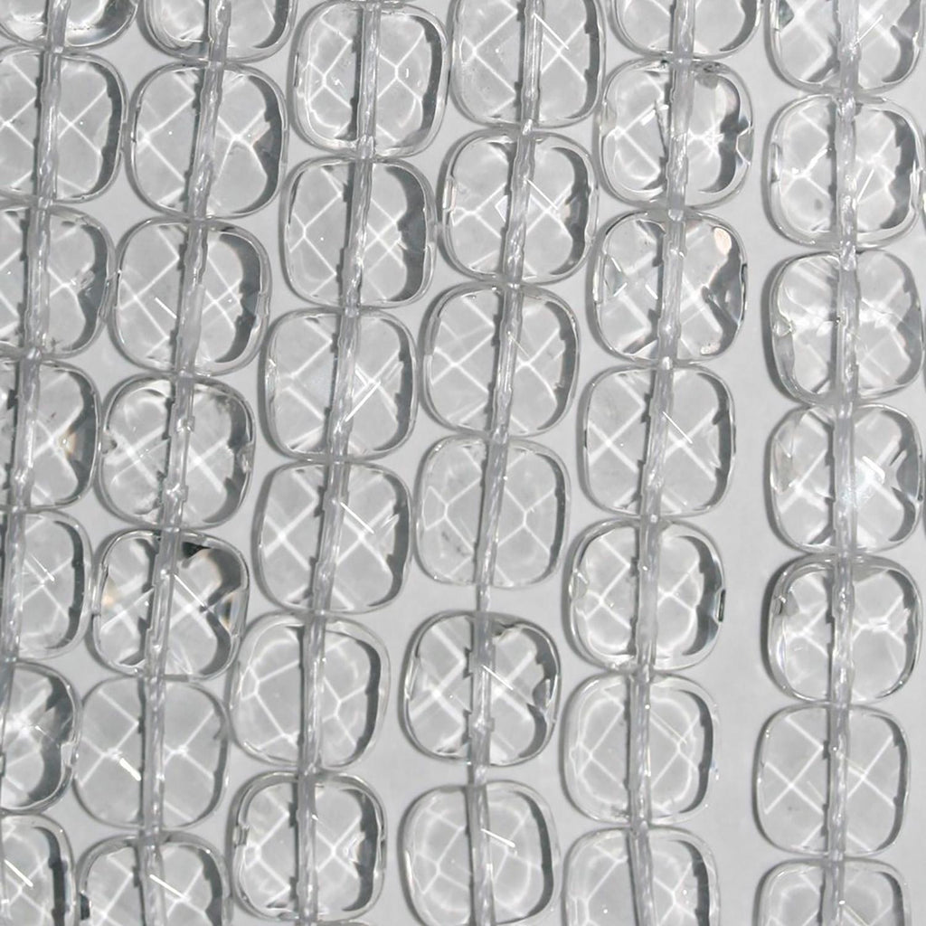 Perles carrées à facettes en cristal de roche St 16" (10 mm) - Fil de 40 cm