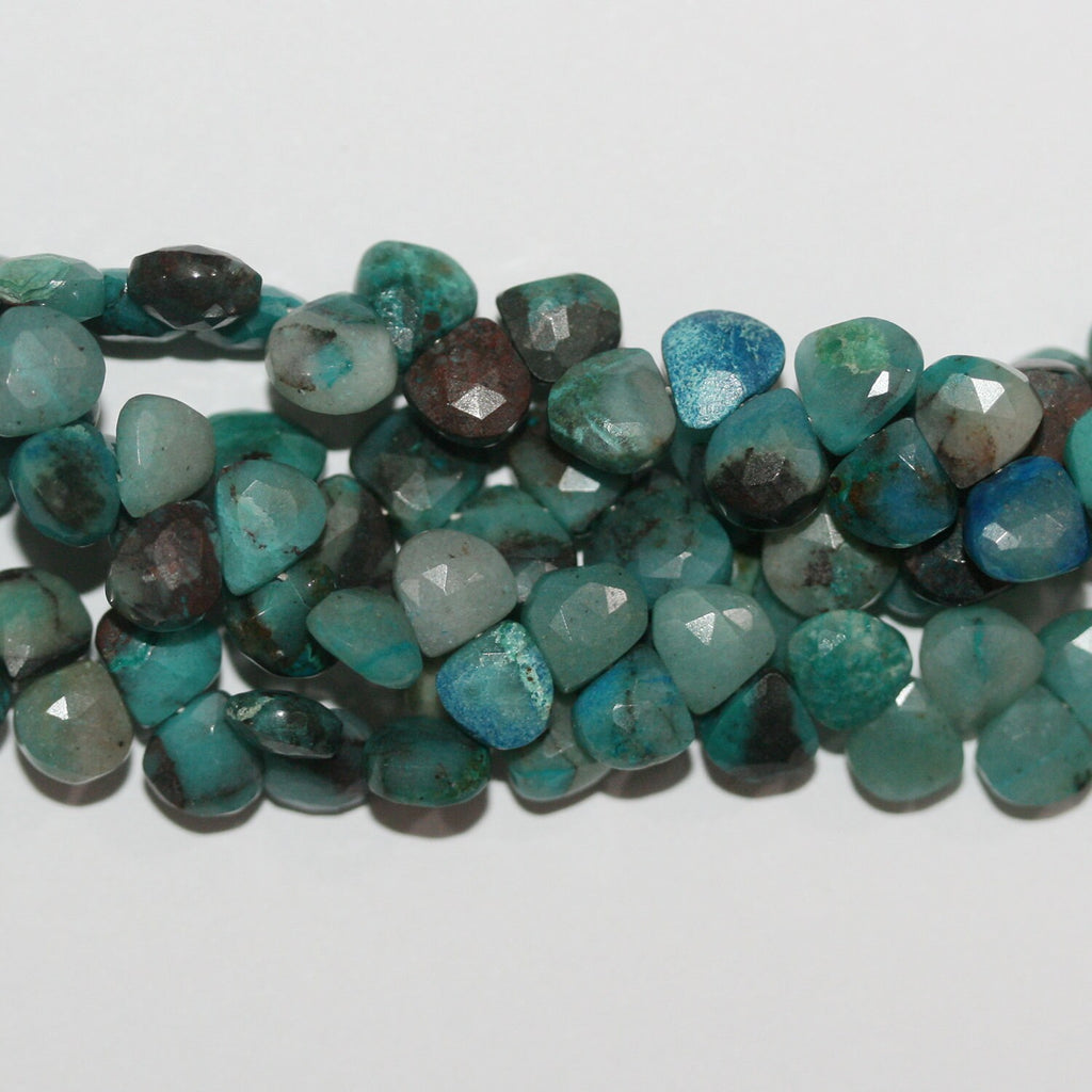 Perles en forme de goutte à facettes en chrysocolle de 8 pouces, 5-6 mm. - Fil de 20 cm.