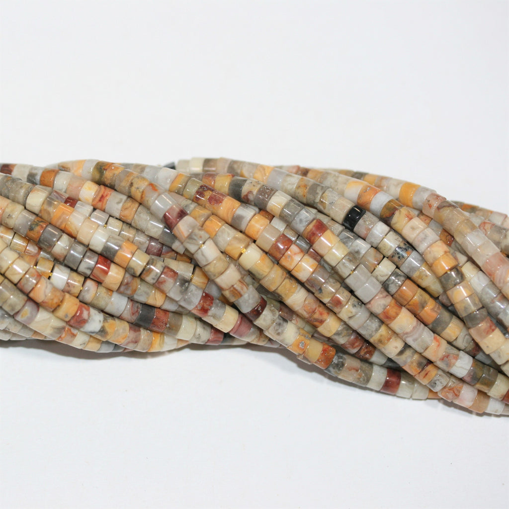 Perles de disque lisses en agate folle St 15" 4x2mm.- Brin 39cm.