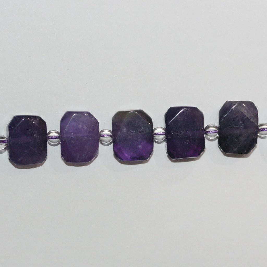 Perles ovales plates et lisses en améthyste de 15 pouces (environ 11 x 14 mm) - Longueur du fil : 39 cm