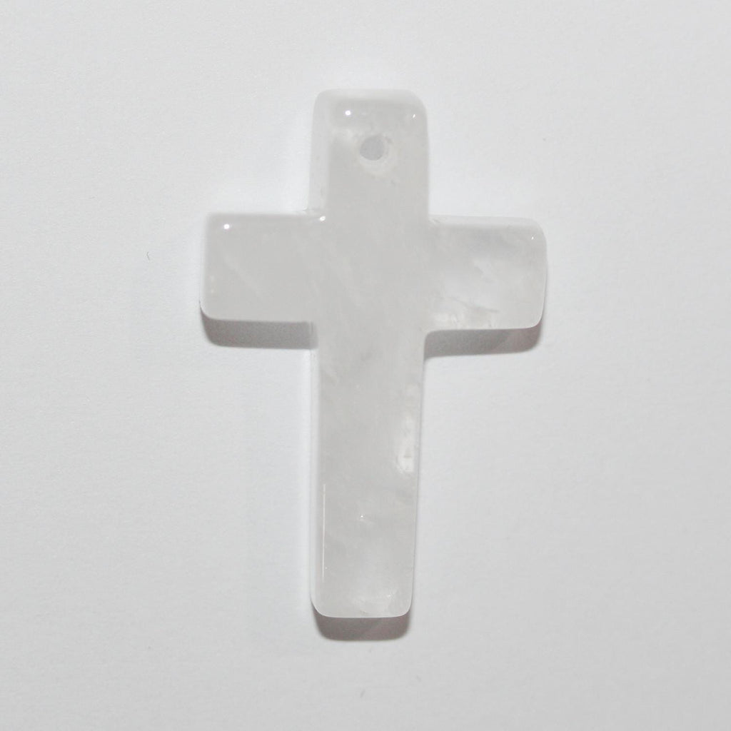 Pendentif en cristal de roche, croix lisse 30x20mm