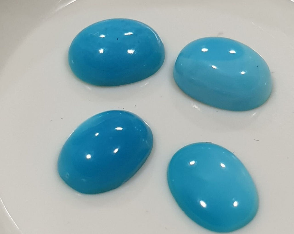 Lote de 4 cabujones de turquesa natural de Arizona de 7 x 5 mm - Gemas calibradas - Paquetes de gemas - Piedras sueltas al por mayor - Gemas naturales