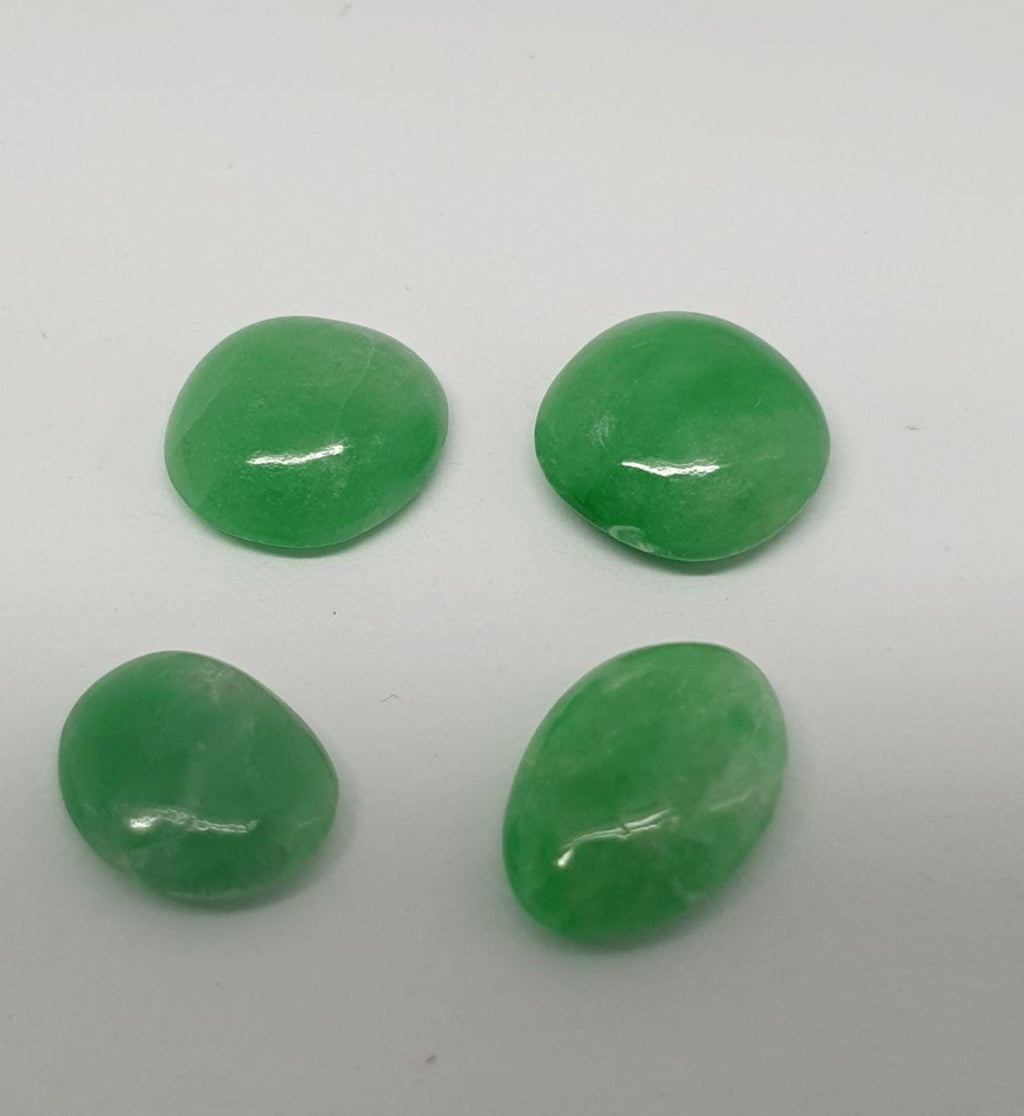 Natural Jadeite Irregular Oval Cabochons Lot 7.5-9mm. Approx.- 4 Pieces