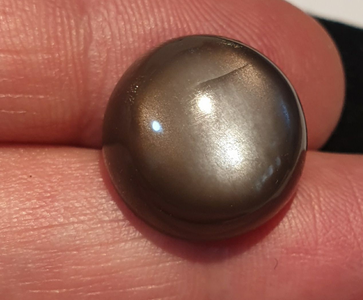 Cats Eye Black Moonstone Round Cabochon  15mm 12.4ct Collector Stone Rare Stone Jewelrry  Supplier