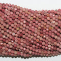 Perles rondes à facettes en rhodonite St de 14 pouces, 3,5 mm - Fil de 38 cm.