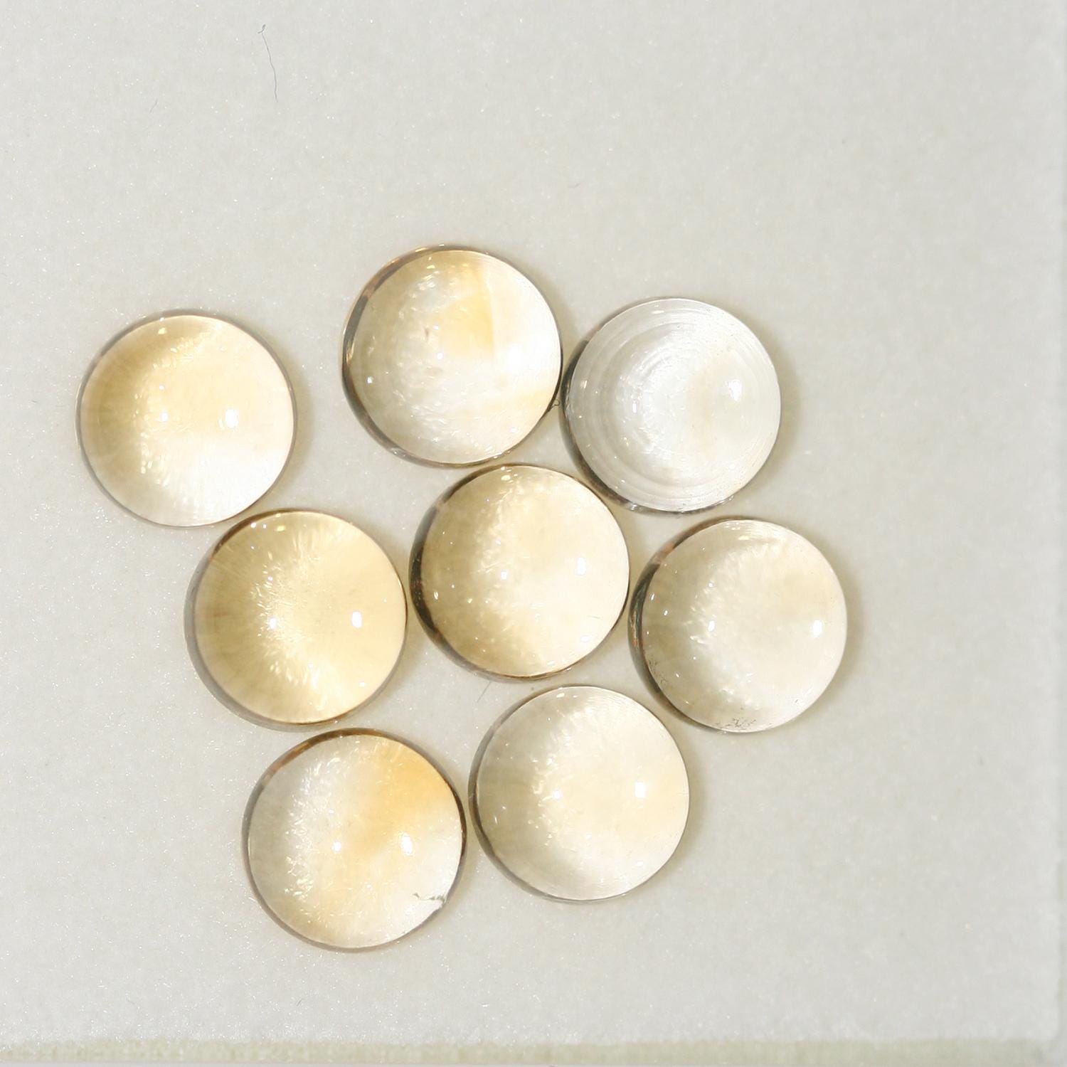 Lote de 8 cabujones redondos de citrino de 7 mm (8 piezas). Paquetes de piedras preciosas
