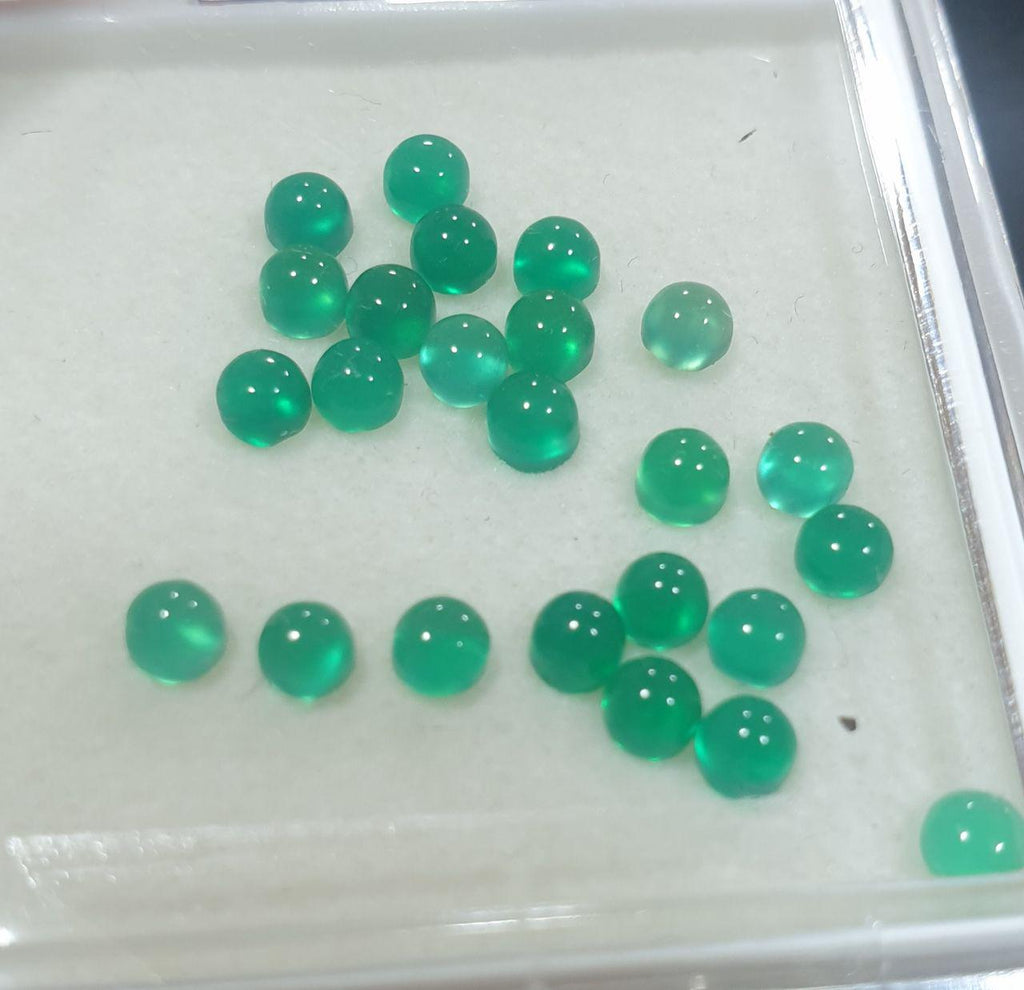 Lote de 24 cabujones redondos de ágata verde de 3 mm (24 piezas)