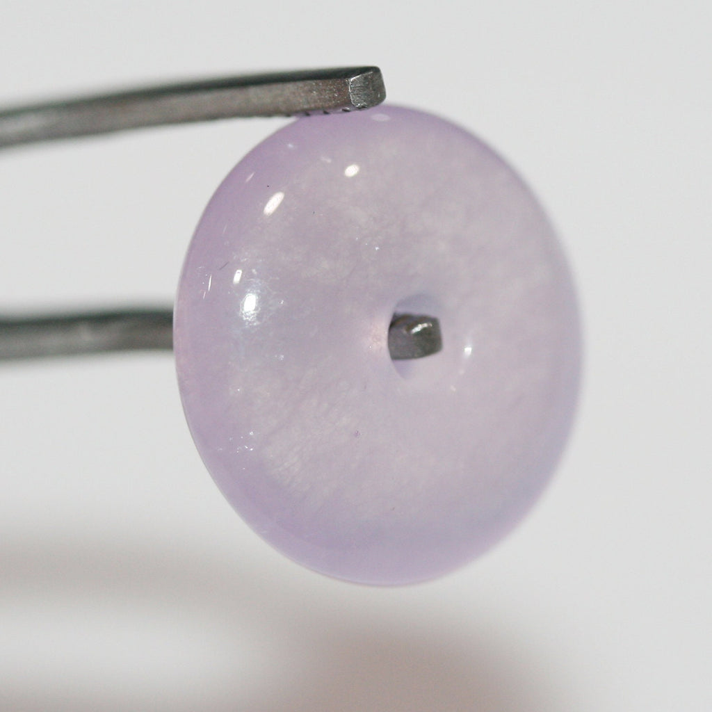 Pendentif disque en quartz violet lisse en forme de beignet 17-18 mm.