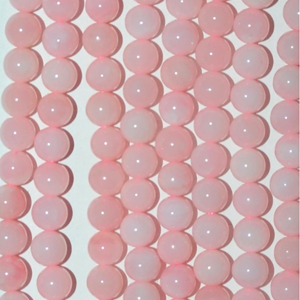 Cuentas redondas lisas de ópalo rosa de 40 cm (16"), 6 mm (tira de 40 cm)