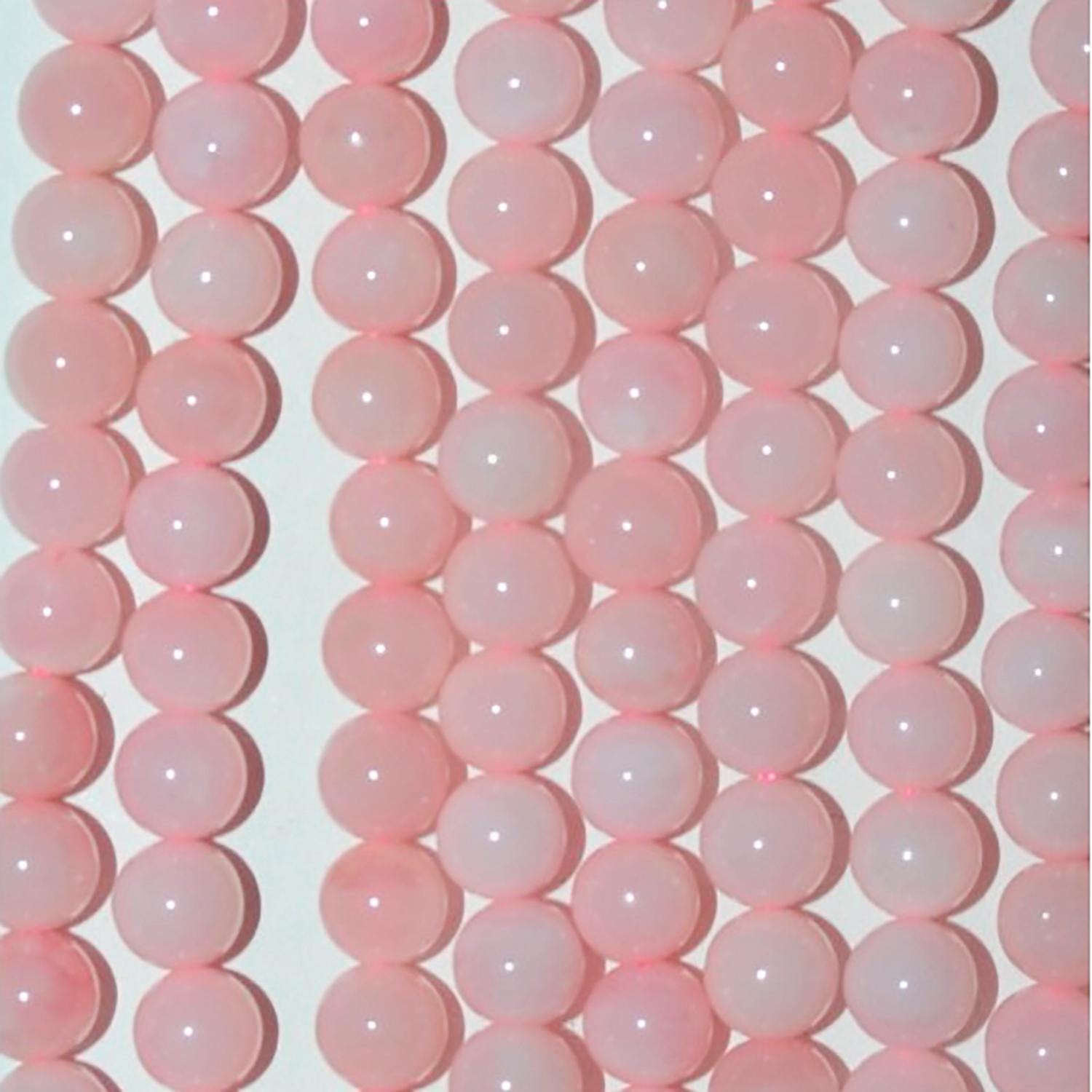 Cuentas redondas lisas de ópalo rosa de 40 cm (16"), 6 mm (tira de 40 cm)