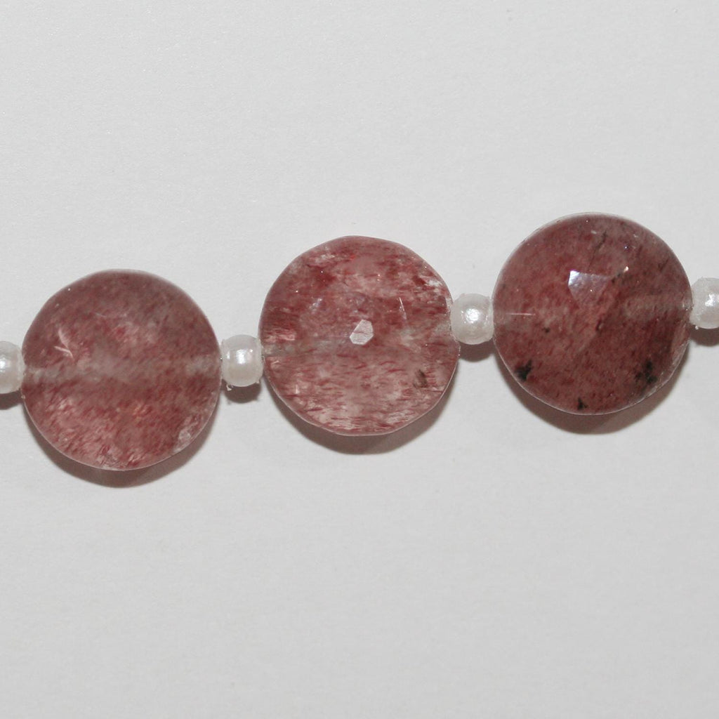 Cuentas de cuarzo cereza facetadas de 8" de St Cherry, 10 mm, hilo de 20 cm.