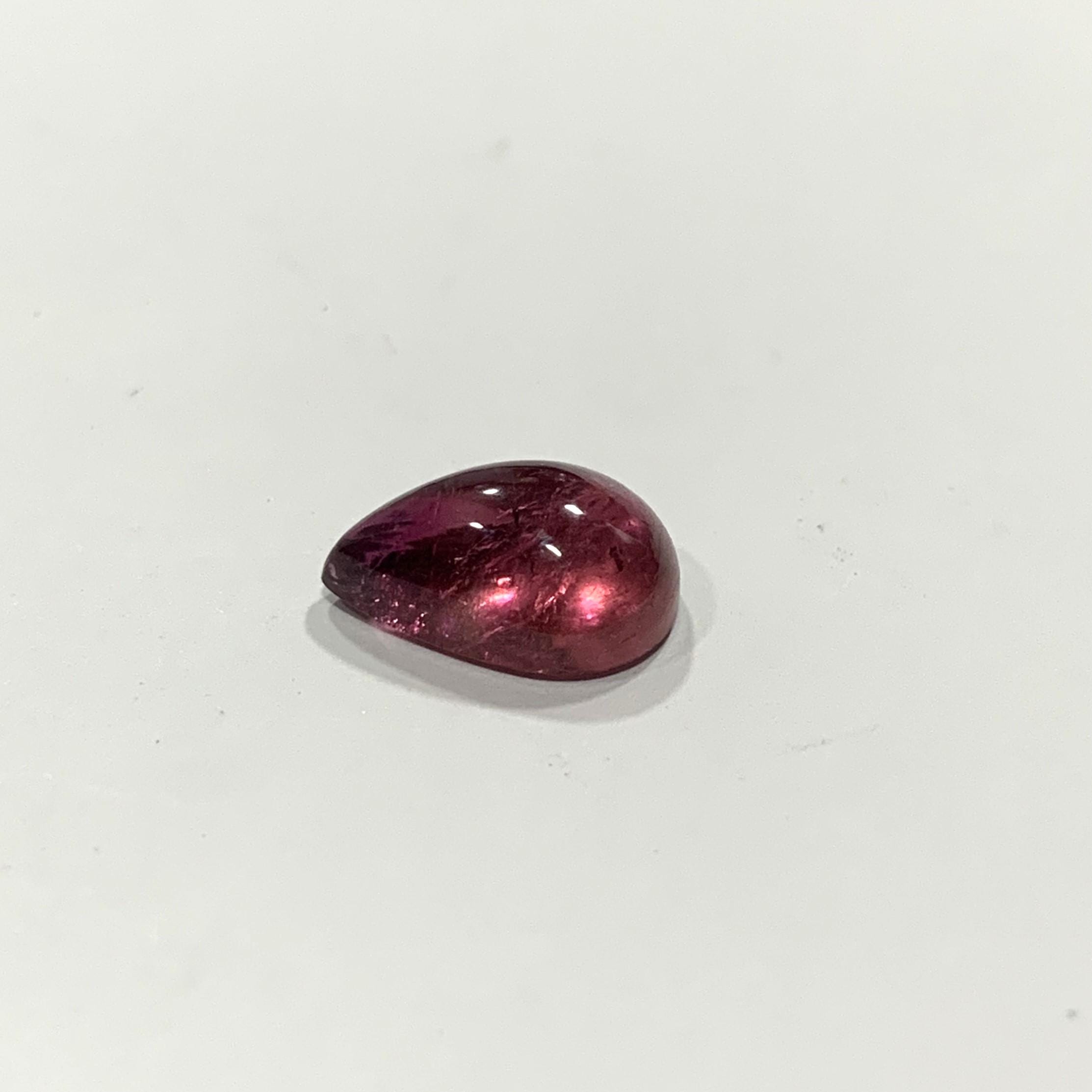 Rubellite Pink Tourmaline Drop Flat Cabochon 13.8x9.8mm.(5.76ct.).
