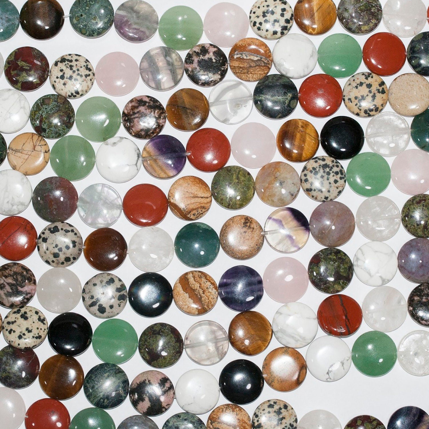 15" St Perles rondes lisses en pierre multicolore, 20 mm. Fil de 39 cm.