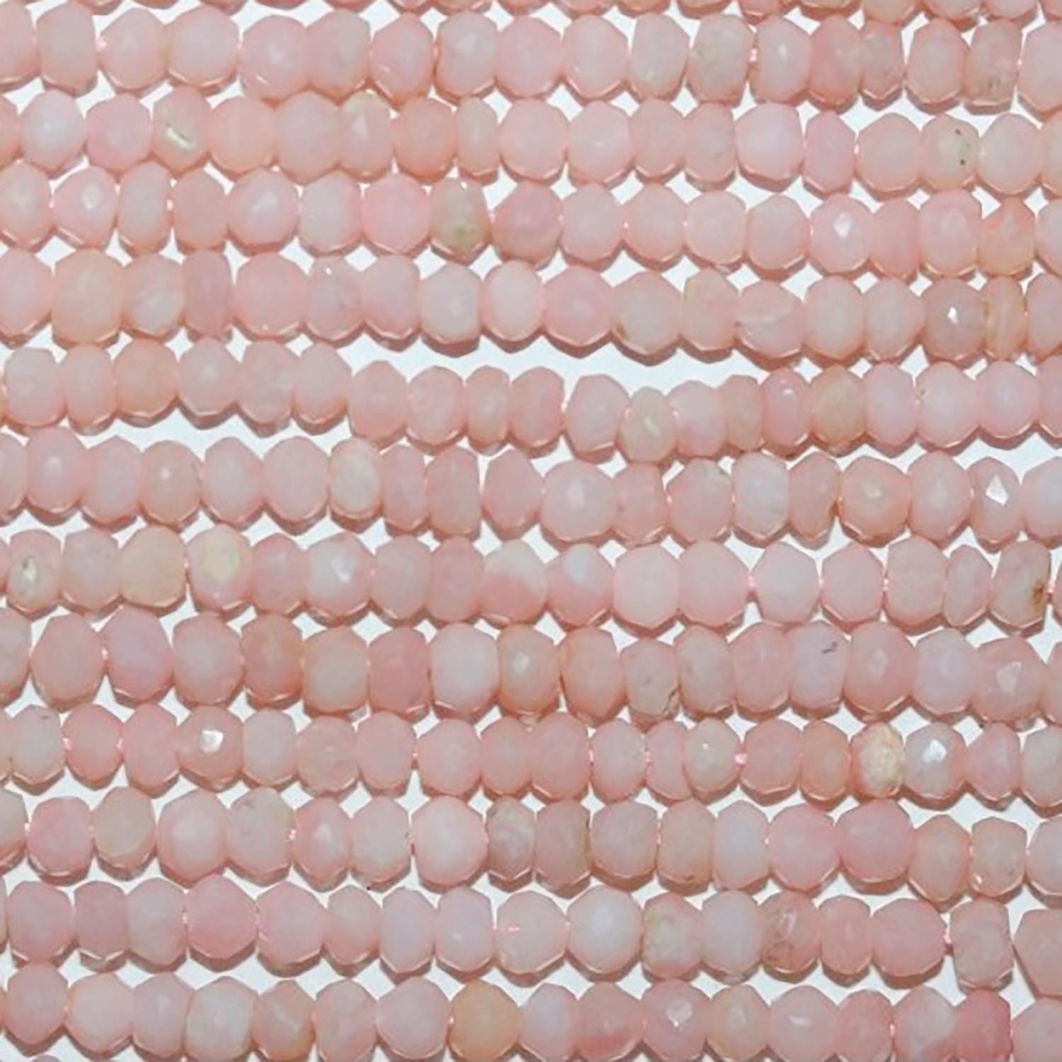 Perles rondelles à facettes en opale rose St, 14 pouces (35,5 cm), 3 x 2 mm environ. Longueur du fil : 37 cm.