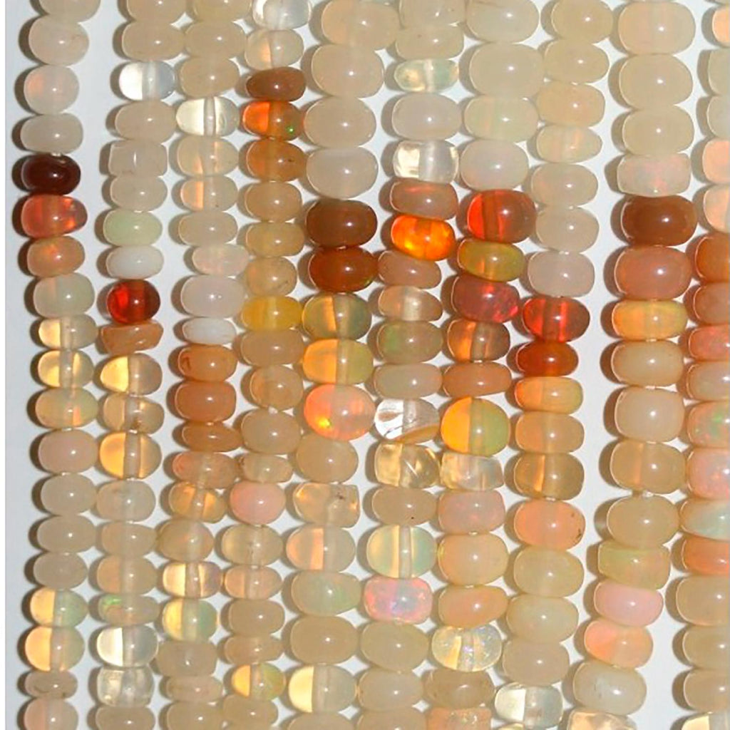 Cuentas redondas lisas de ópalo etíope de San Etiopía de 40 cm, 4 x 3 mm (aprox.). Hilo de 40 cm.