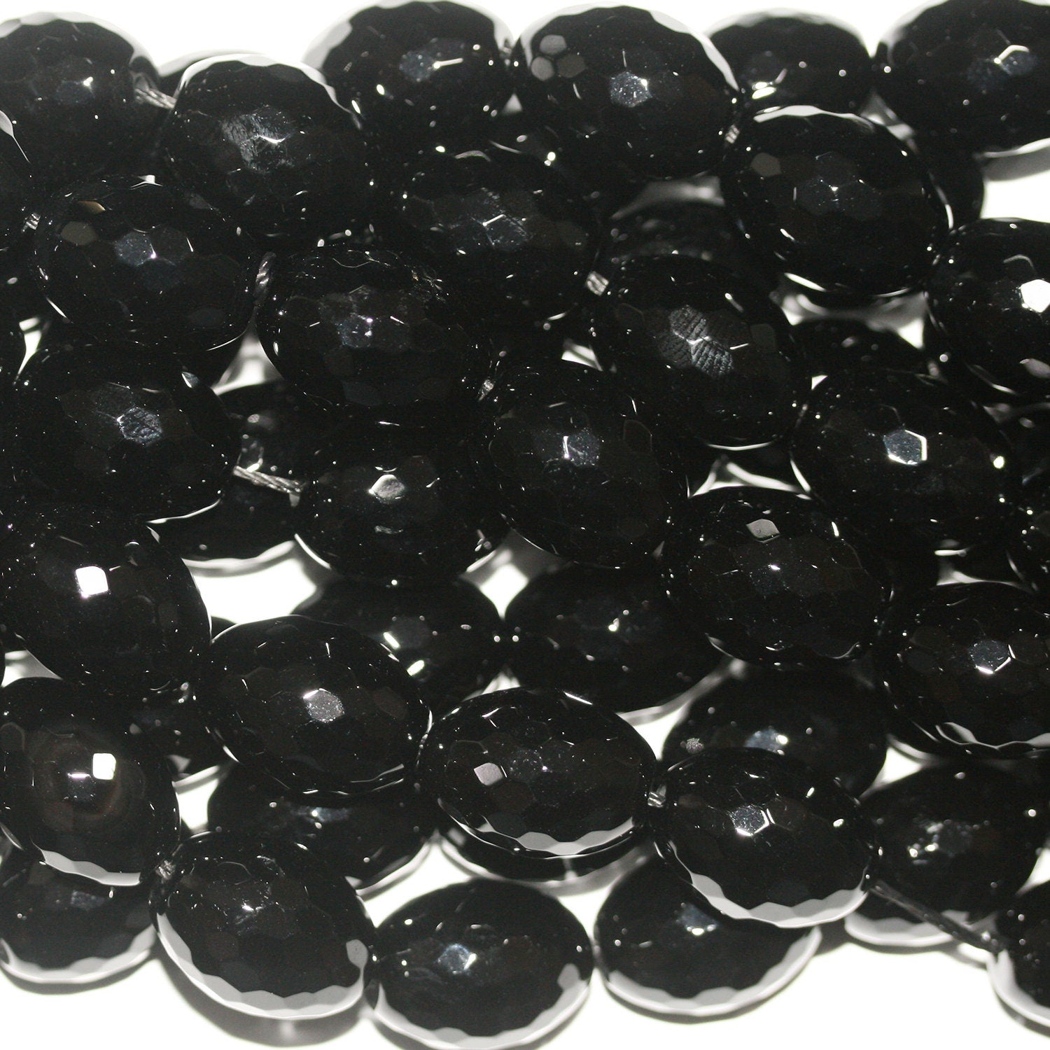 Cuentas de barril facetadas de ónix santo de 16" de 20 x 15 mm, hilo de 40 cm.