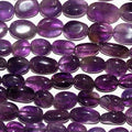 13" st Amethyst Smooth Oval Beads 10x7mm.Approx.-Strand 35cm