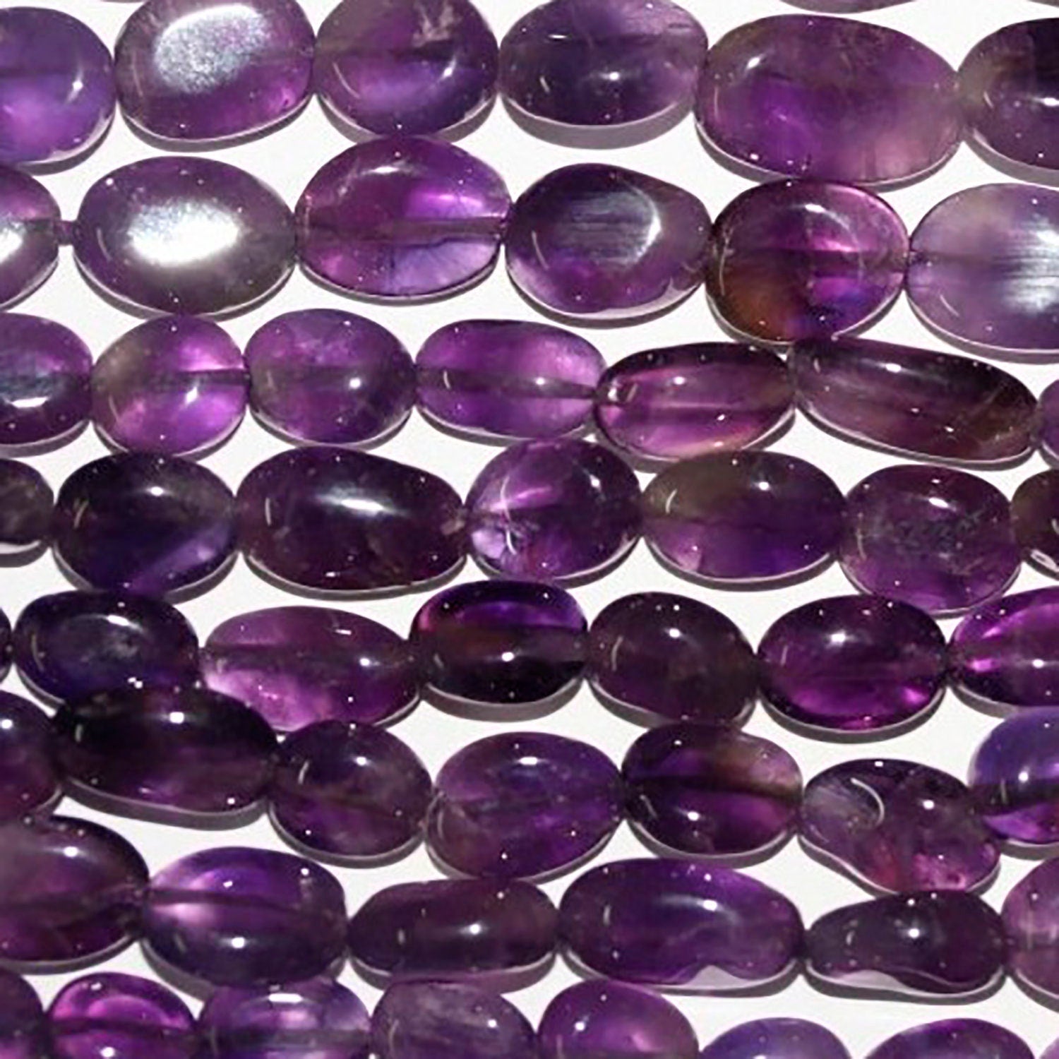13" st Amethyst Smooth Oval Beads 10x7mm.Approx.-Strand 35cm