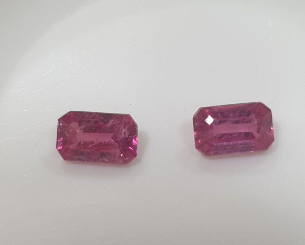 1 Pair 2 Pcs Ruby Faceted Octagon  Lot 5x3mm.(2 pcs) Natural Ruby