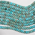 Cuentas redondas lisas de turquesa St. de 16" de 8 x 5 mm - Hilo de 40 cm.