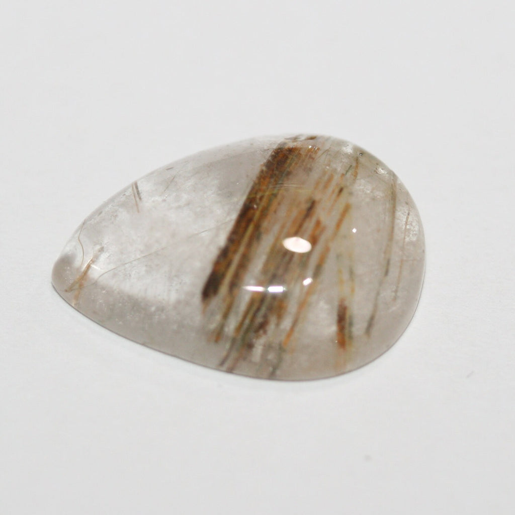 Lote de 2 cabujones de cuarzo rutilado en forma de gota, 20 x 15 mm. (2 uds.)