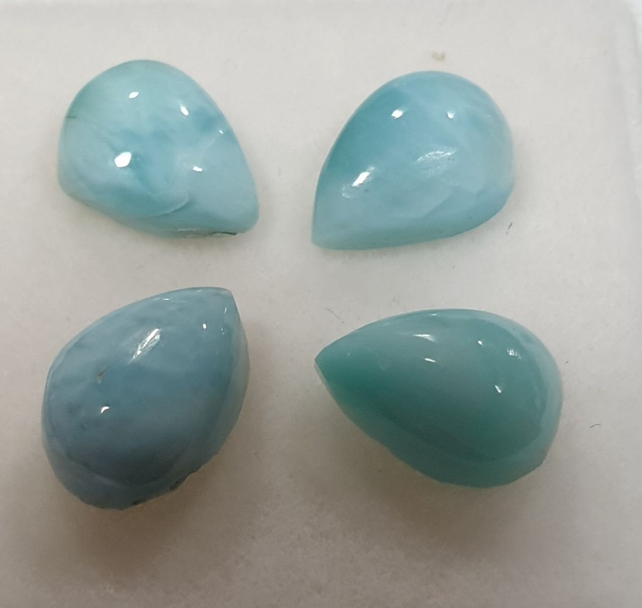 Larimar Lot Drop Cabochon 7x5mm.-(4Pcs)