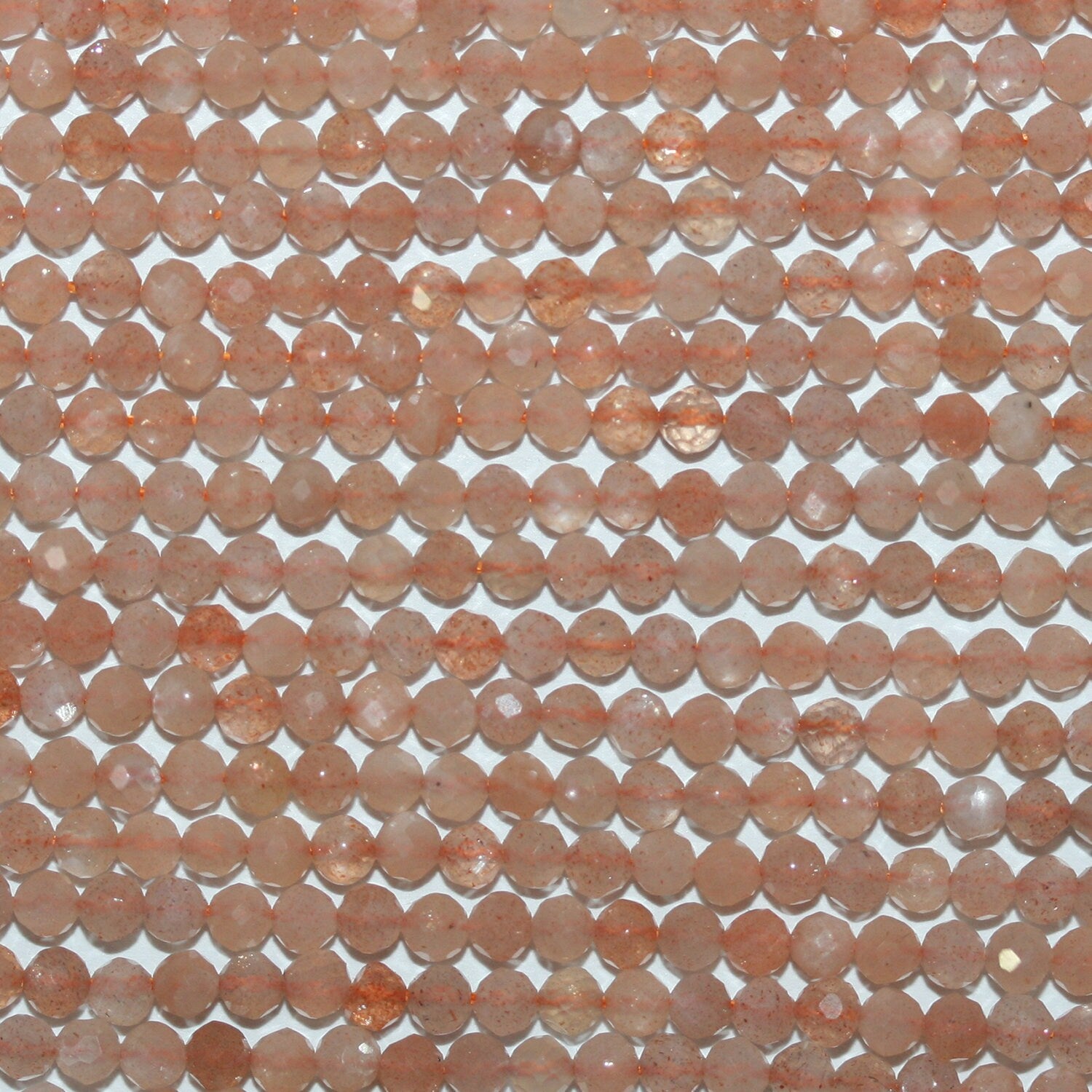 Perles rondes à facettes en pierre de lune brune de 15 pouces, 2,5 mm - Fil de 39 cm.