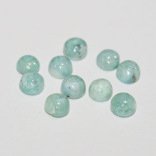 Lot de 10 cabochons ronds lisses en larimar de 8 mm. (10 pièces).
