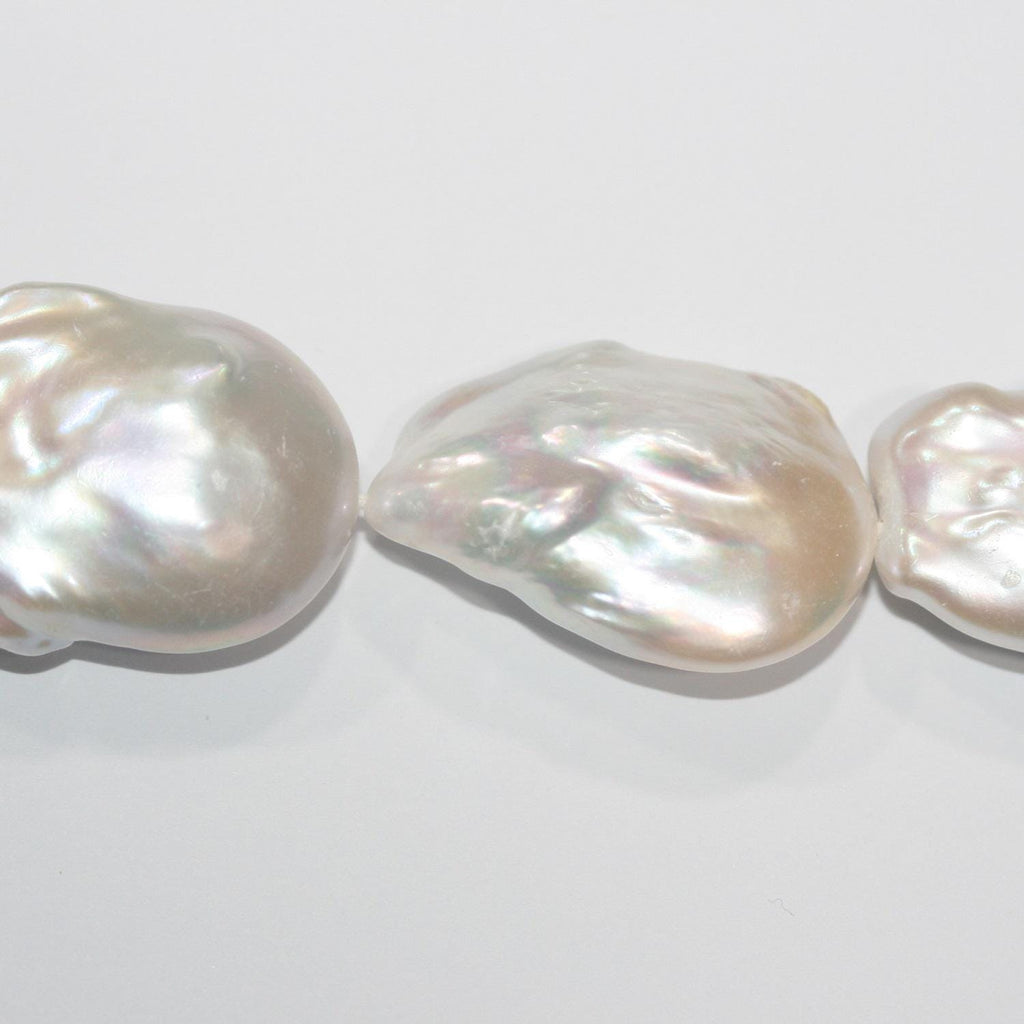 Perlas barrocas de agua dulce de 16", 32 x 22 mm - Hilo de 40 cm - Precios al por mayor de perlas naturales