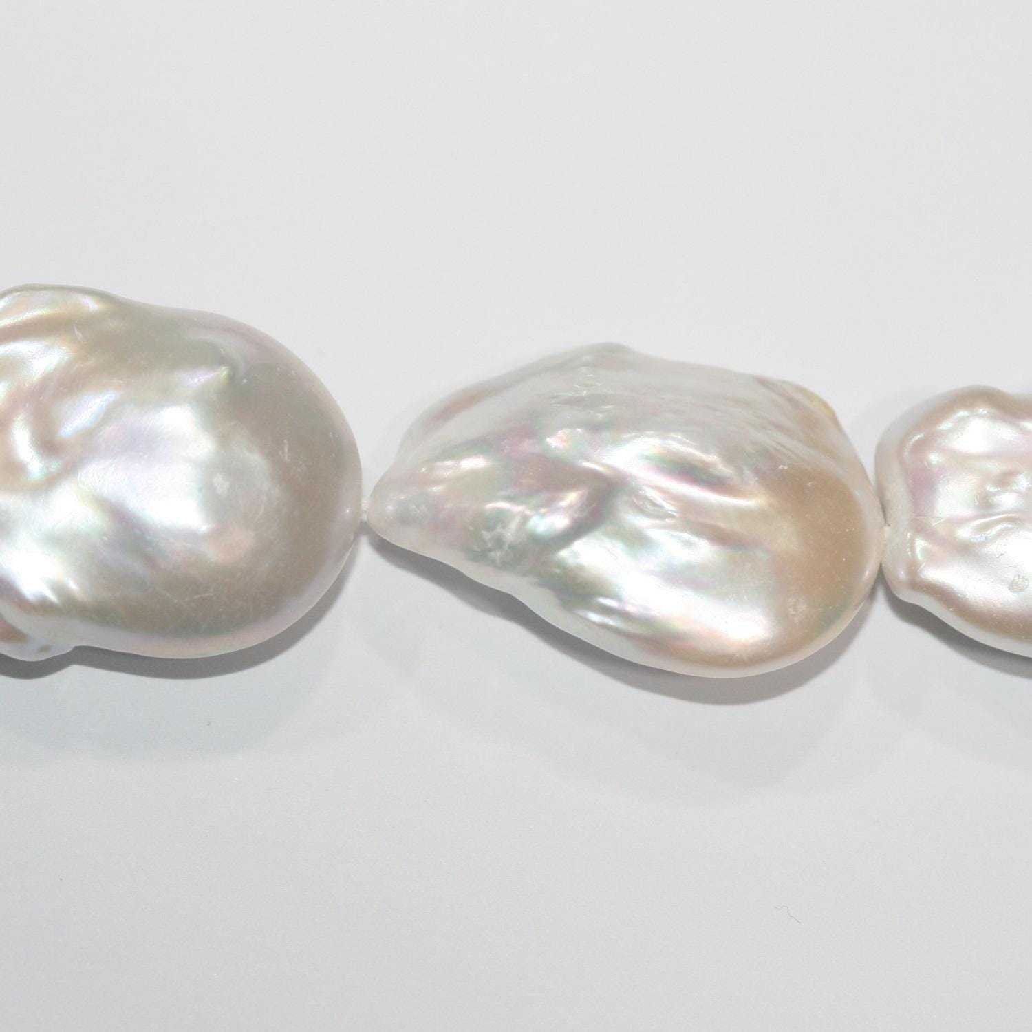 Perlas barrocas de agua dulce de 16", 32 x 22 mm - Hilo de 40 cm - Precios al por mayor de perlas naturales