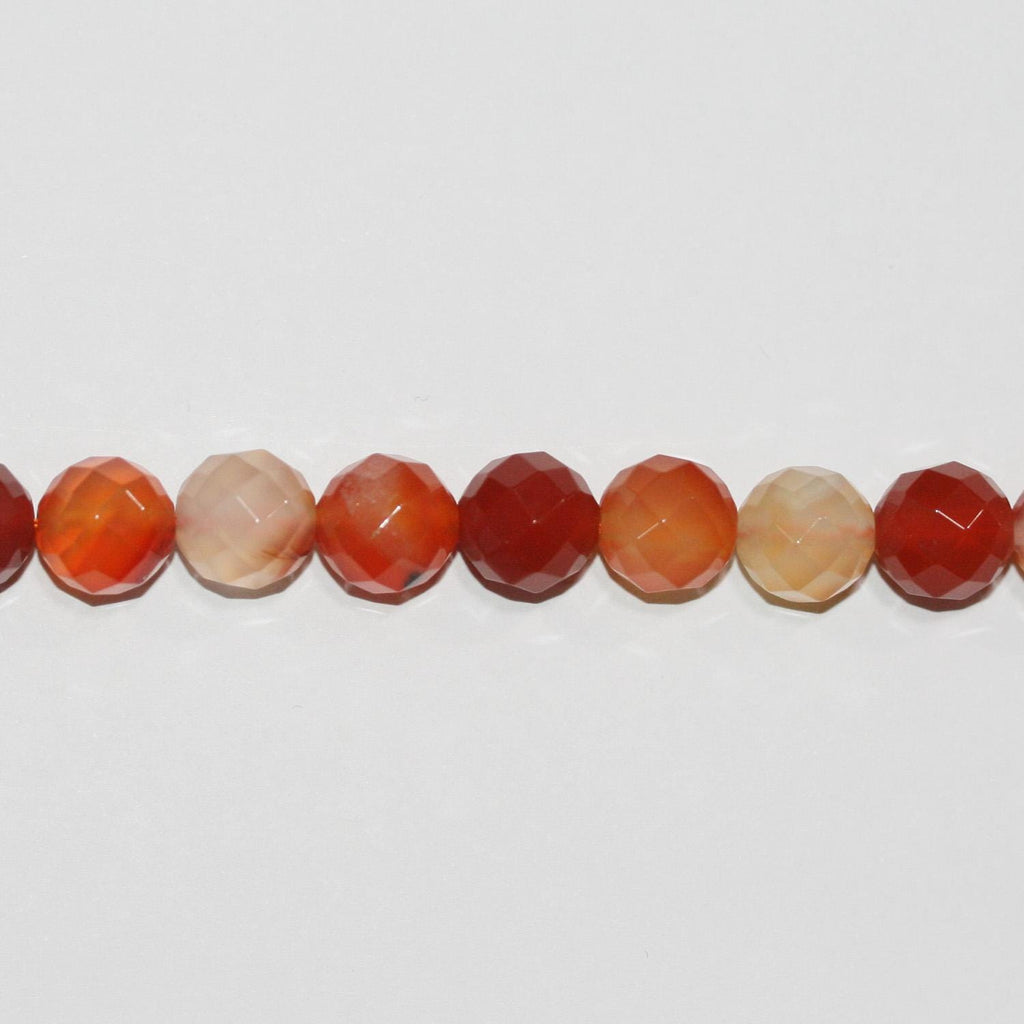 Cuentas redondas facetadas de cornalina de 16" (10 mm) - Hilo de 40 cm